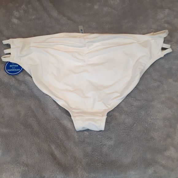 Swimsuits For All Triple String Cut Out White Bikini Swim Bottoms NWT - Picture 4 of 15